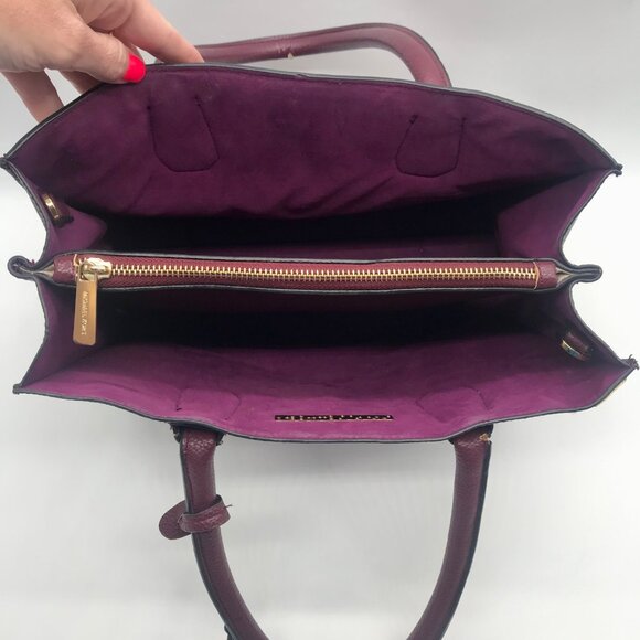 Michael Kors Burgundy Leather Mercer Convertible Satchel Bag - Picture 11 of 11